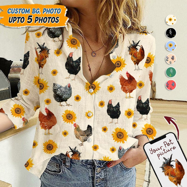 Upload Pet Photos Cotton And Linen Casual Shirt HM13092301