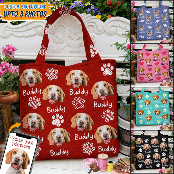 Personalized Upload Pet Photo Quilted Tote Bag TL22092301