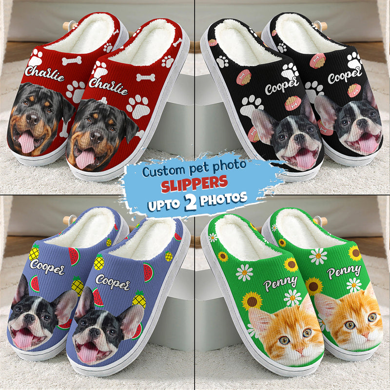 Personalized Custom Photo Dog Cat Plush Slippers TL271001S