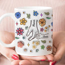 Personalized Mom And Kids Holding Hands Floral Ceramic Mug TL130424