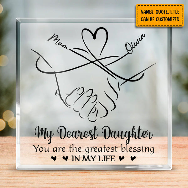 Personalized Mother And Daughter Bond Custom Square Shaped Acrylic Plaque HM130424