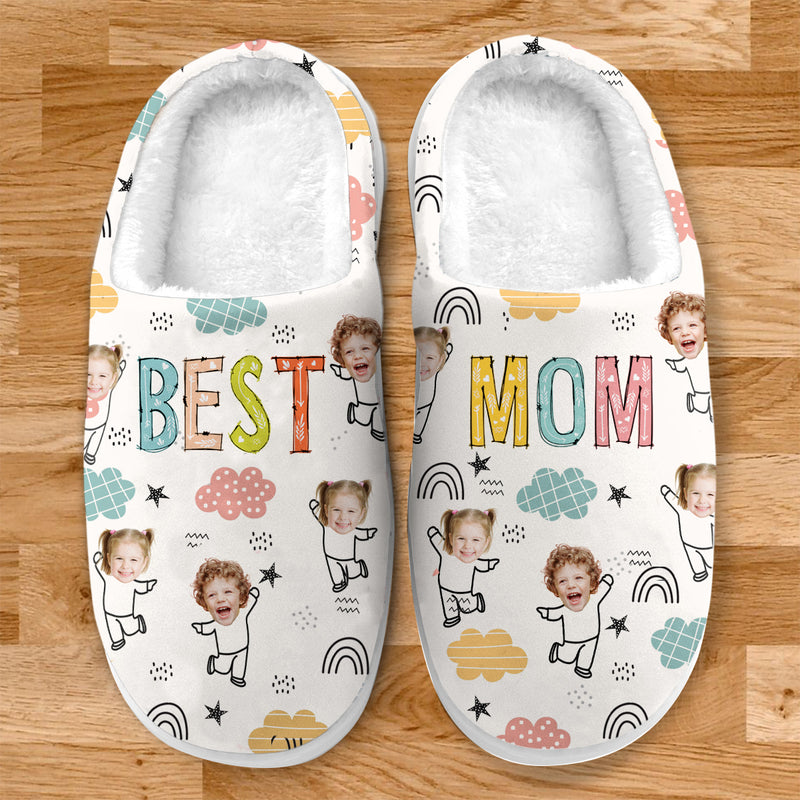 Personalized Custom Kid Photo Best Mom Plush Slippers TL18042402