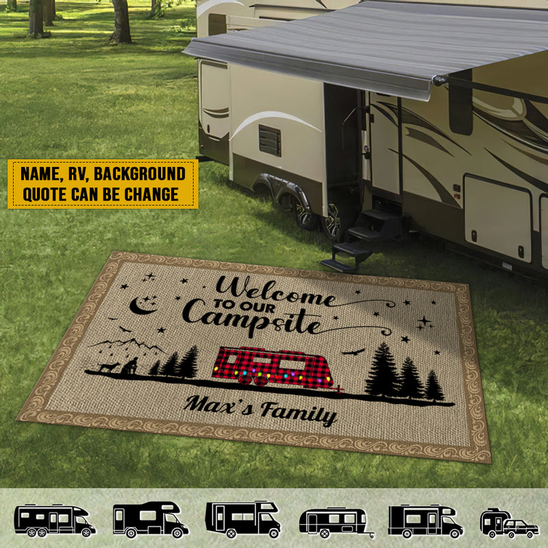 Personalized Happy Campers Camping Christmas Patio Mat HM22082301RG