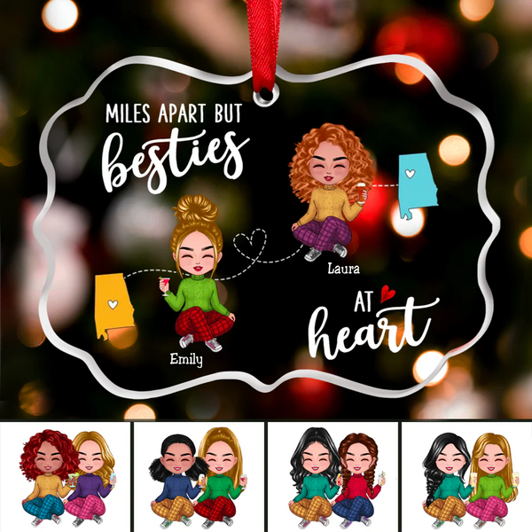 Personalized Besties - Miles Apart But Besties At Heart Ornament TL24082301OR