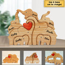Personalized Elephant Family Wooden Art Puzzle, Gift For Family - Wooden Carvings HM11092302WC