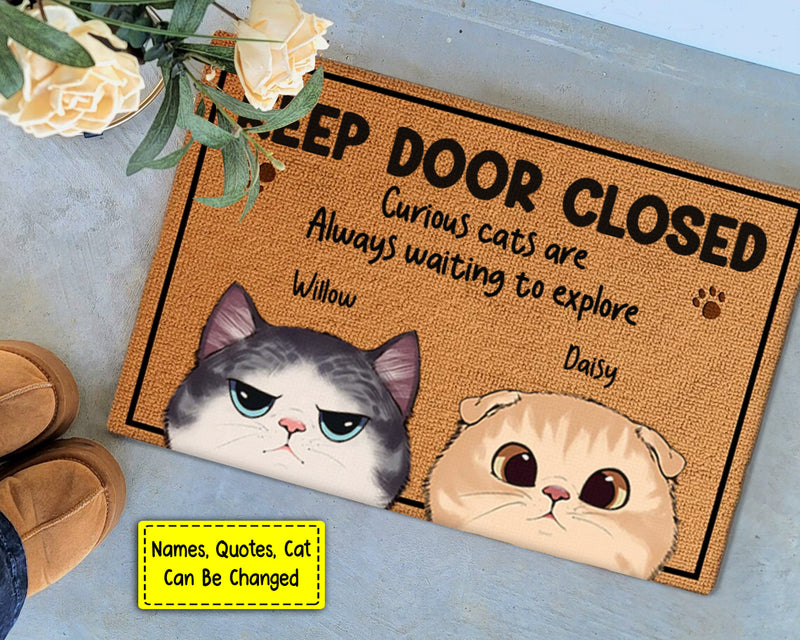 Keep Door Closed Cat Personalized Home Decor Doormat HM090424