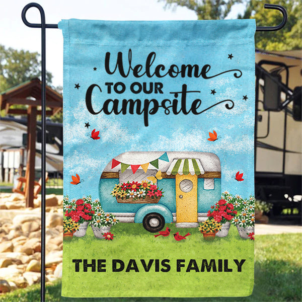 Personalized Happy Campers Camping Flag TL08092301F