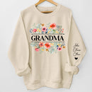 Personalized In Grandma's Garden Love Grows Like Flowers Custom Unisex Sweatshirt With Kids Name On Sleeves TL110424