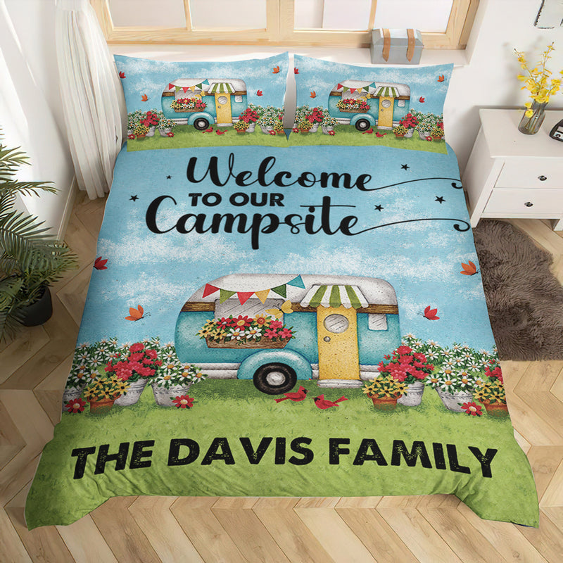 Personalized Happy Campers Camping Bedding Sets TL08092301BS