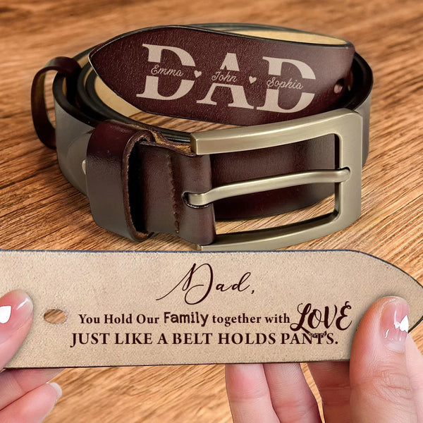 Personalized Custom Children Name Engraved Leather Belt For Dad TN160424