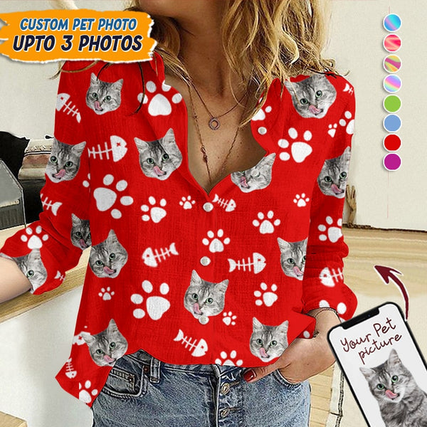 Upload Pet Photos Cotton And Linen Casual Shirt HM15092301