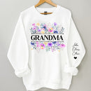 Personalized In Grandma's Garden Love Grows Like Flowers Custom Unisex Sweatshirt With Kids Name On Sleeves TL110424
