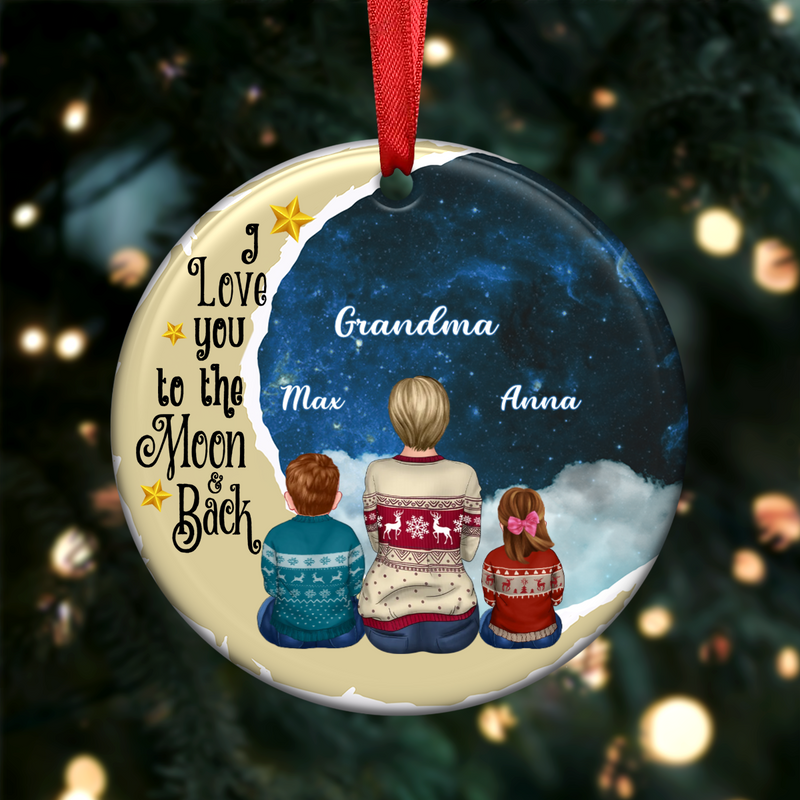 Personalized Grandma Grandkids On Moon Christmas Ornament HM09082304OR