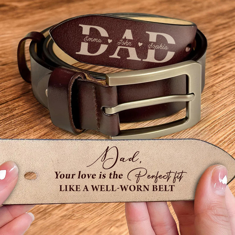 Personalized Custom Children Name Engraved Leather Belt For Dad TN160424