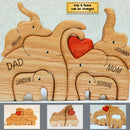 Personalized Elephant Family Wooden Art Puzzle, Gift For Family - Wooden Carvings HM11092302WC