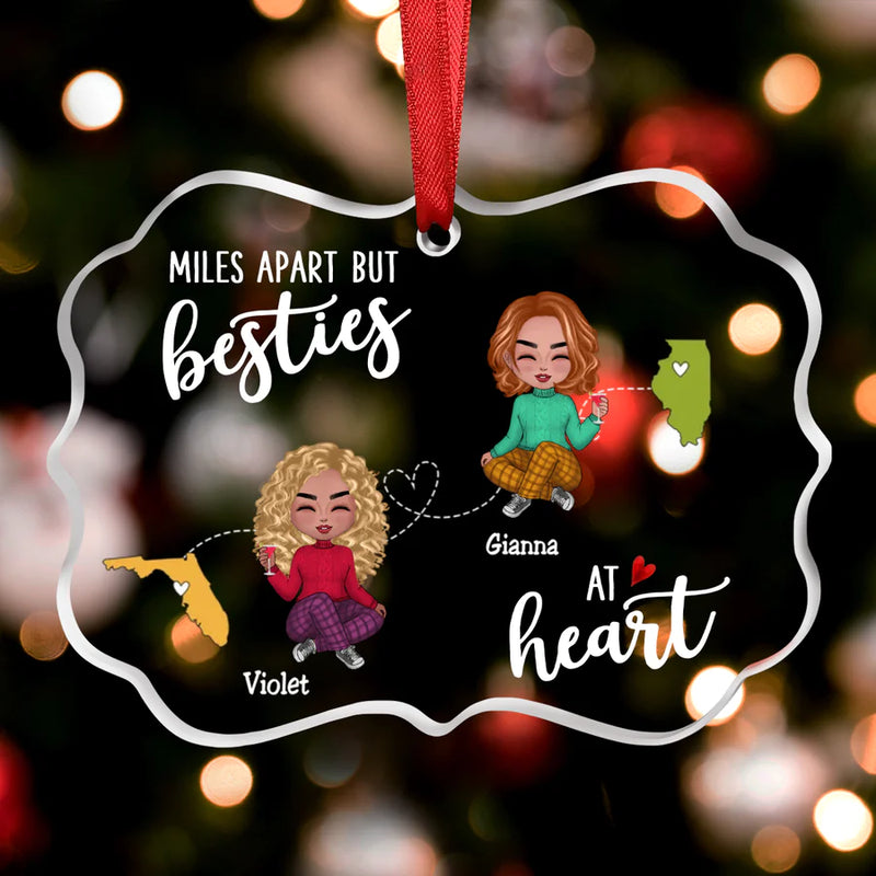 Personalized Besties - Miles Apart But Besties At Heart Ornament TL24082301OR