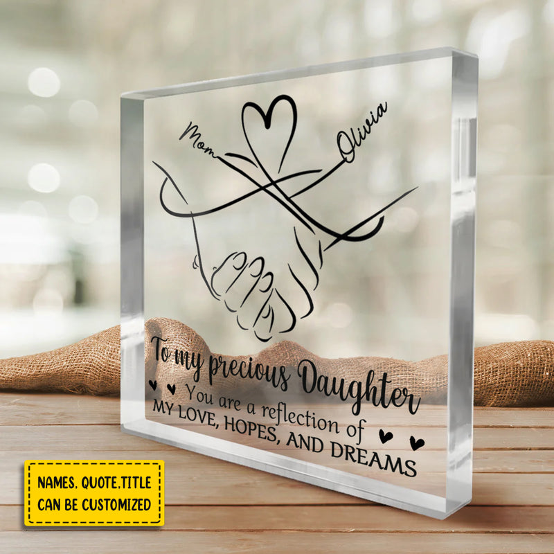 Personalized Mother And Daughter Bond Custom Square Shaped Acrylic Plaque HM130424