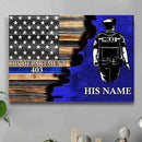 Personalized Police Officer Half Thin Blue Line Flag Canvas TL14082301CV