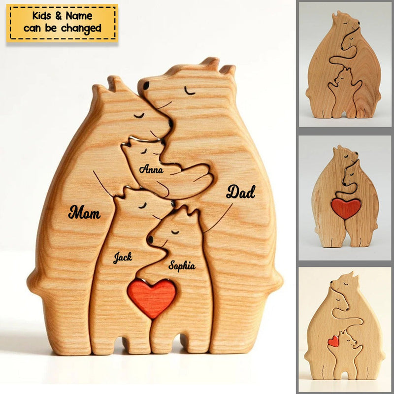 Personalized Handcrafted - Family - Wooden Bears Family - Wooden Carvings 11092301WC