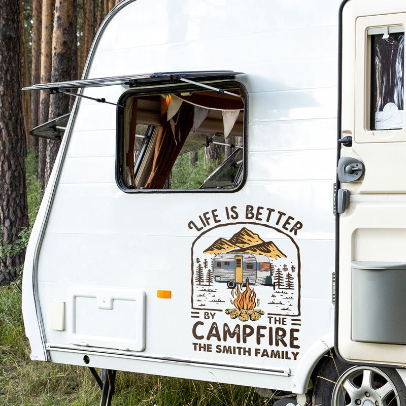 Personalized Life Is Better By The Campfire - Gift For Camping Lovers Camping Custom RV Decal HM25082301DC