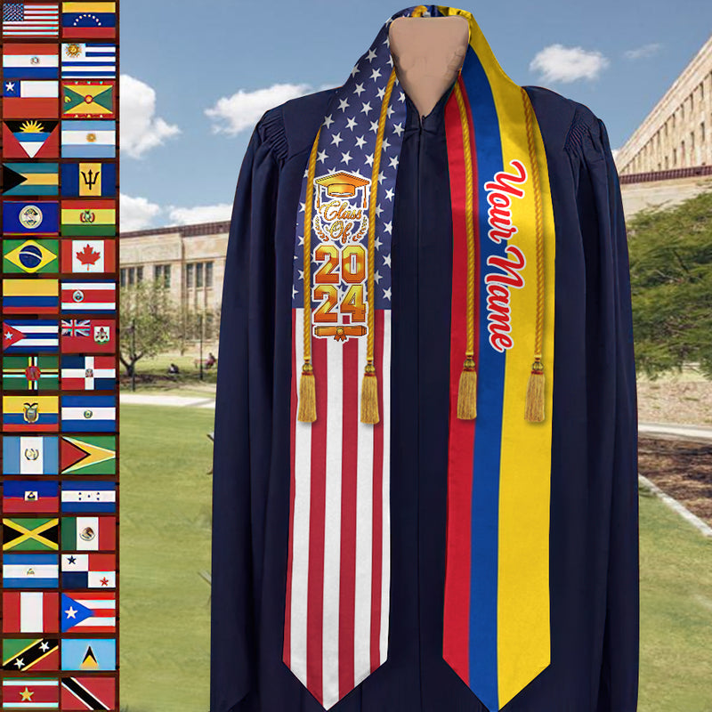 Personalized Country Flag Class of 2023 Stoles Sash Graduation Gift TL291201ST