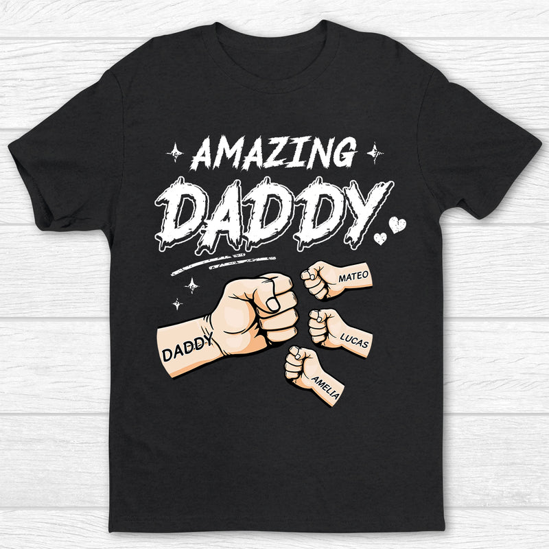 Personalized Custom Amazing Daddy Hands Fist Bump Shirt TL040424