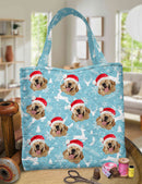 Personalized Upload Pet Photo With Christmas Pattern Quilted Tote Bag TL16092302
