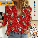 Upload Pet Photos Cotton And Linen Casual Shirt HM14092301