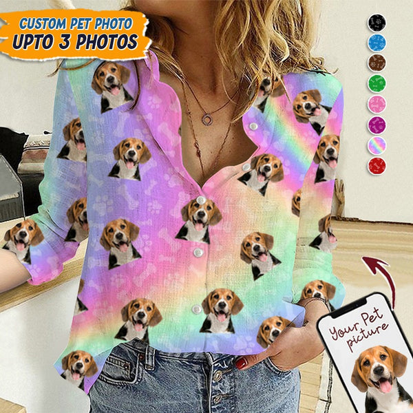 Upload Pet Photos Cotton And Linen Casual Shirt HM14092301