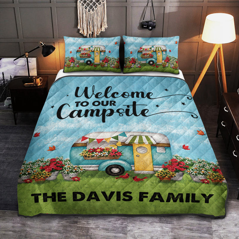 Personalized Happy Campers Camping Quilt Bed Set TL07092301QB