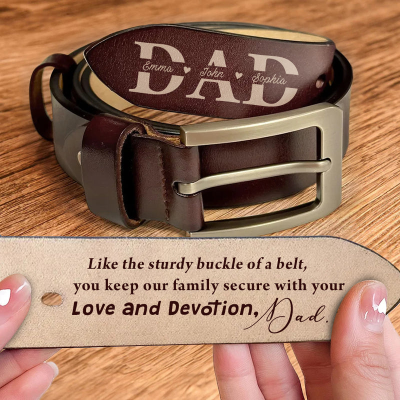 Personalized Custom Children Name Engraved Leather Belt For Dad TN160424