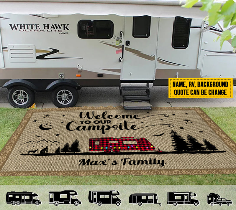 Personalized Happy Campers Camping Christmas Patio Mat HM22082301RG