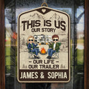 Personalized  Here For A Good Time - House Warming Gift For Couples, Husband Wife, Camping Lovers - Camping Custom Shaped Home Decor Wood Sign HM28082301OW