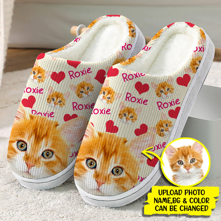 Personalized Custom Photo Dog Cat Plush Slippers TL21082301S