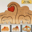 Personalized Elephant Family Wooden Art Puzzle, Gift For Family - Wooden Carvings HM11092302WC