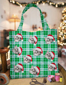 Personalized Upload Pet Photo With Christmas Pattern Quilted Tote Bag TL16092302