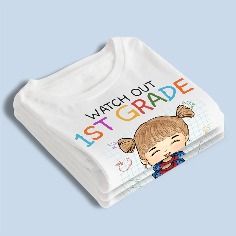Upload Photo Personalized Watch Out Kindergarten Here I Come Kid T-shirt TL15082301KT