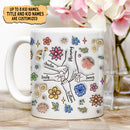 Personalized Mom And Kids Holding Hands Floral Ceramic Mug TL130424