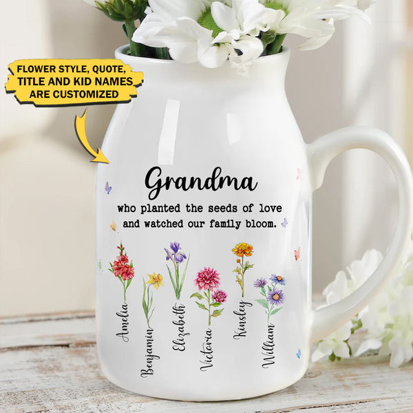 Personalized Custom Family Gift For Mom Grandma Blossoms Home Decor Flower Vase TL120424