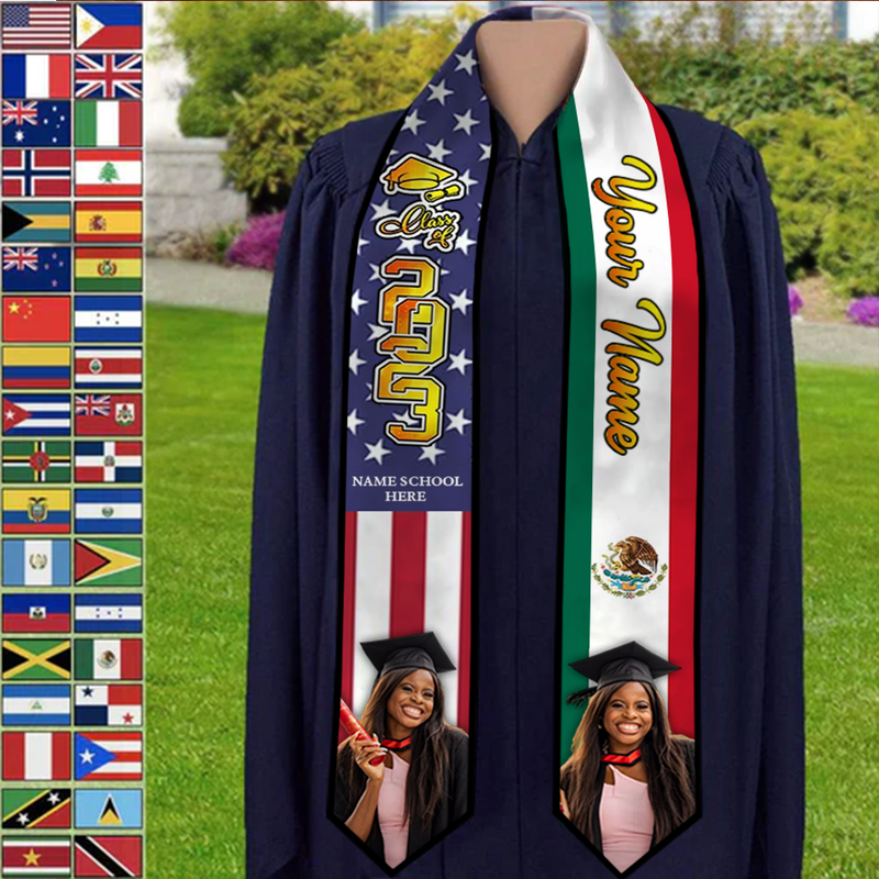 Personalized Country Flag Class of 2023 Stoles Sash Graduation Gift HM26042301ST