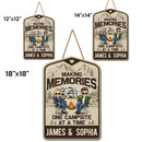 Personalized  Here For A Good Time - House Warming Gift For Couples, Husband Wife, Camping Lovers - Camping Custom Shaped Home Decor Wood Sign HM28082301OW