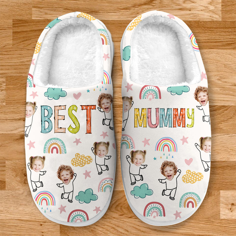 Personalized Custom Kid Photo Best Mom Plush Slippers TL18042402