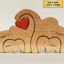 Personalized Elephant Family Wooden Art Puzzle, Gift For Family - Wooden Carvings HM11092302WC