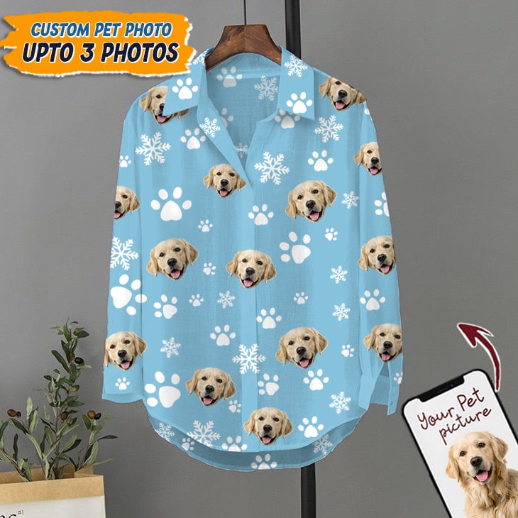 Upload Pet Photos Cotton And Linen Casual Shirt HM15092301