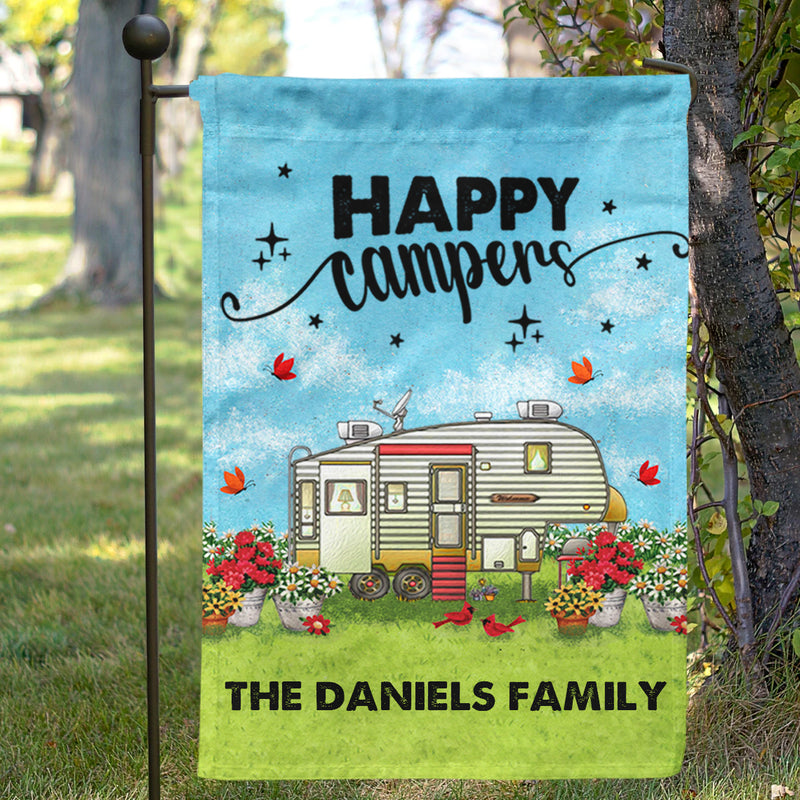 Personalized Happy Campers Camping Flag TL08092301F