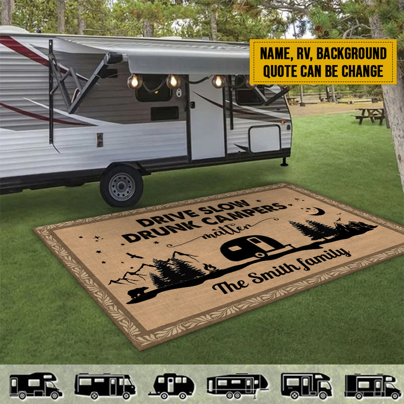 Wozoro Doormat Camping Personalized RV There Yet Happy Camper Size