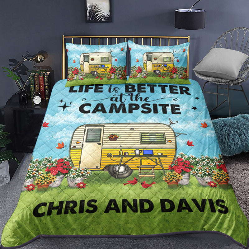 Personalized Happy Campers Camping Quilt Bed Set TL07092301QB