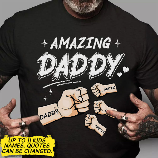 Personalized Custom Amazing Daddy Hands Fish Bump Shirt TL040424