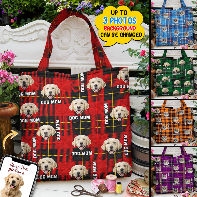Personalized Upload Photo Dog Cat Christmas Quilted Tote Bag HM22092302