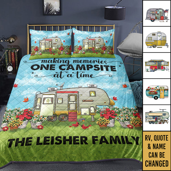 Personalized Happy Campers Camping Quilt Bed Set TL07092301QB